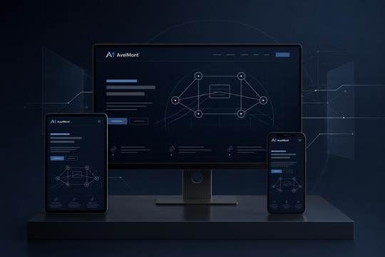 Responsive AvelMont solutions across desktop, tablet and smartphone