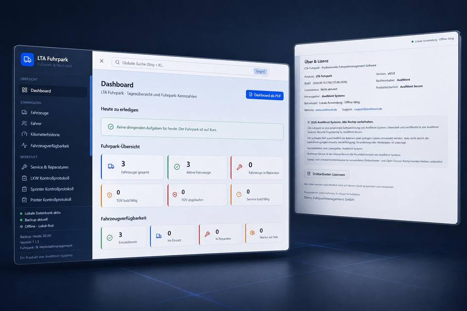 LTA Fuhrpark – fleet and workshop management software overview
